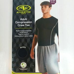 NEW Mens Athletic Works Black Short Sleeve Compression Top PICK SIZE
